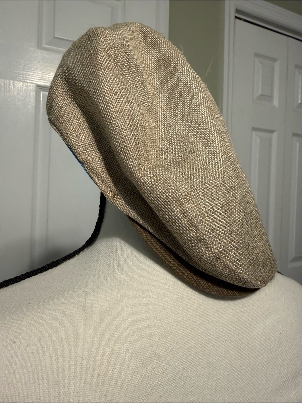 Stetson Herringbone Linen Driving Cap with Dark Brown Band